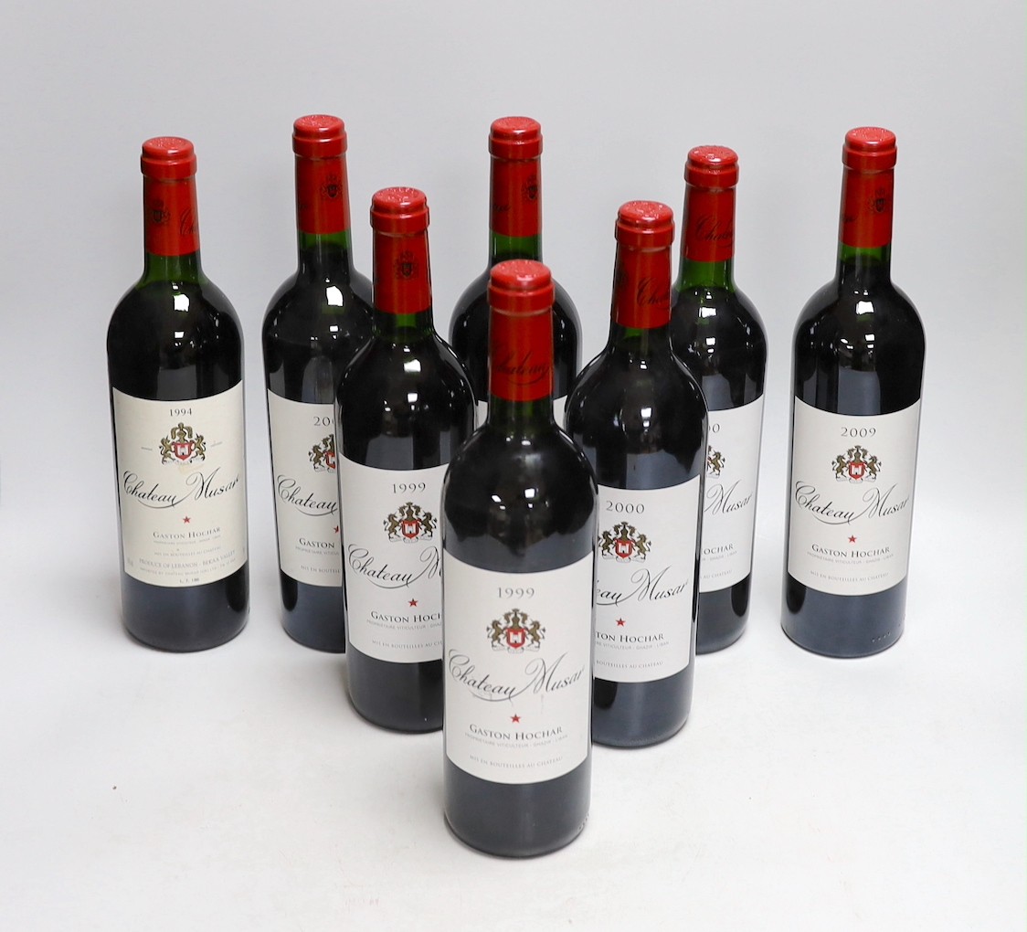 Eight 75cl bottles of 1994, 1999, 2000, and 2009 Chateau Musar Gaston Hochar wine